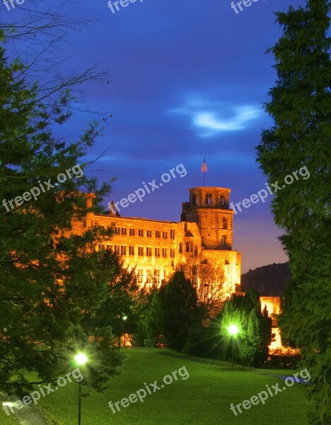 Heidelberg Castle Lighting Night Heidelberger Schloss