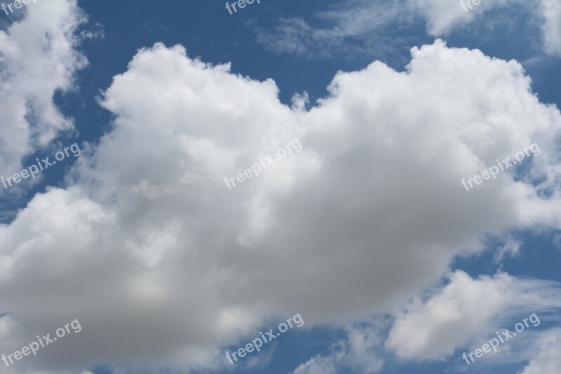 Clouds Sky White Blue Fluffy