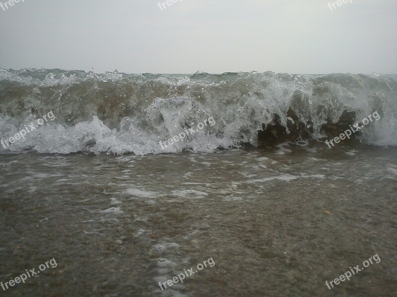 Wave Beach Sand Wave Breaking Foam