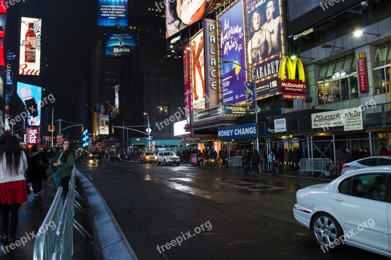 Times Square New York Usa Street Road