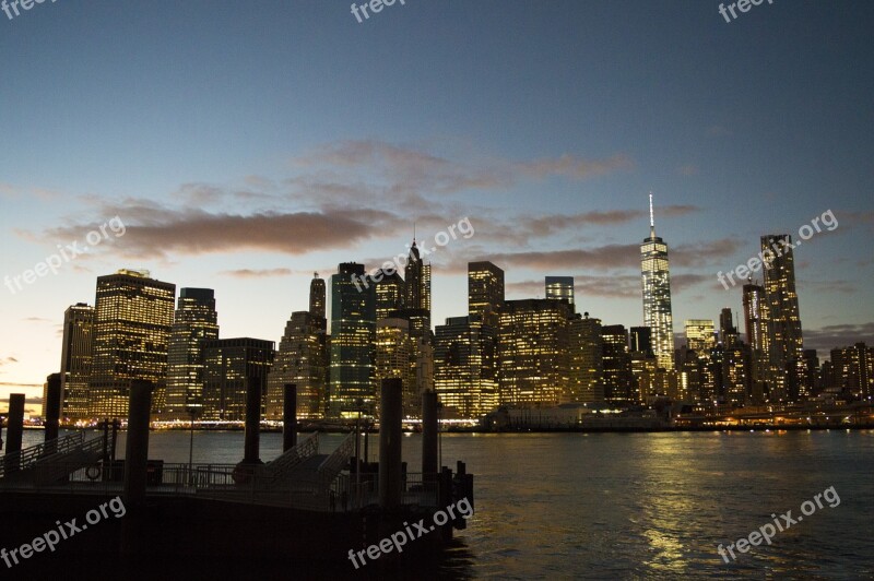 Manhattan Downtown Nyc New York Skyline