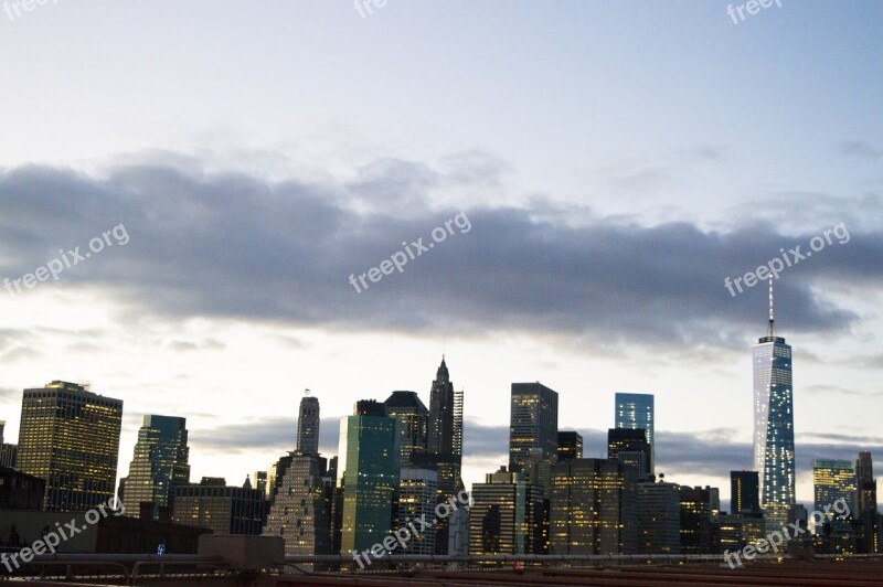 Manhattan Downtown Nyc Skyline America