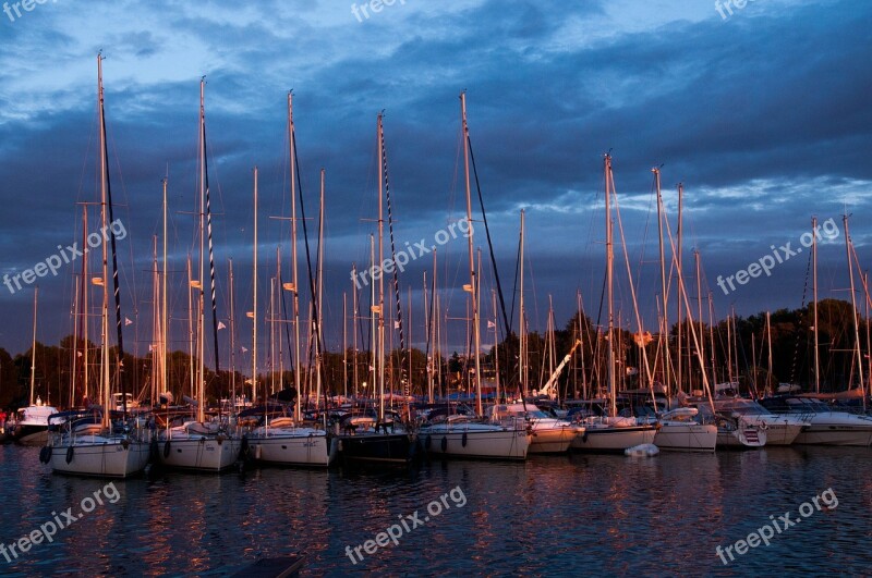 Boats Sailboats Sunset Sea Sails