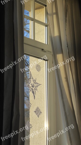 Window Still Life Curtain Silent Snowflakes