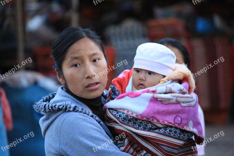 Peru Woman Baby Peruvian Andes