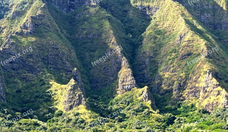 Hawaii Mountains Nature Scenery Landscape