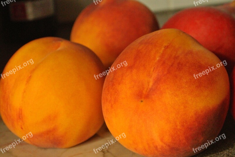 Peaches Orange Fruit Healthy Sweet