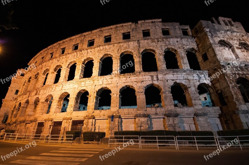 Amphitheatre Ancient Lights Night Shadows