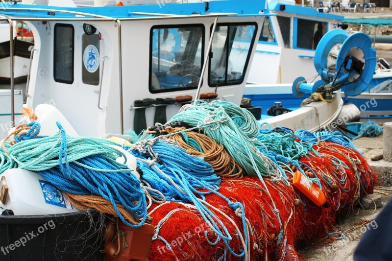 Netting Port Corsican Fishing Boat