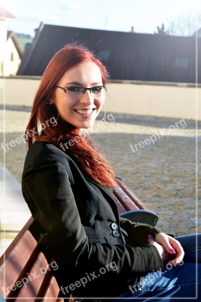 Friend Winter Bench Smile Girl