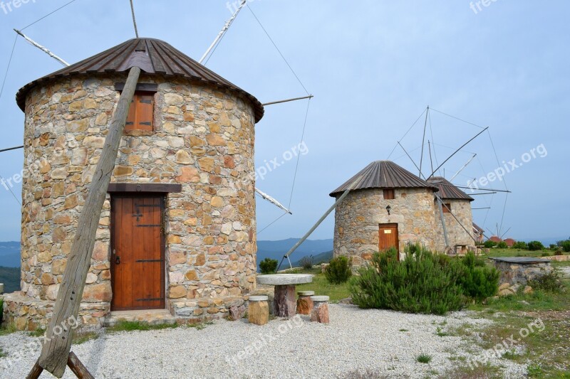 Windmills Portugal Wings Free Photos