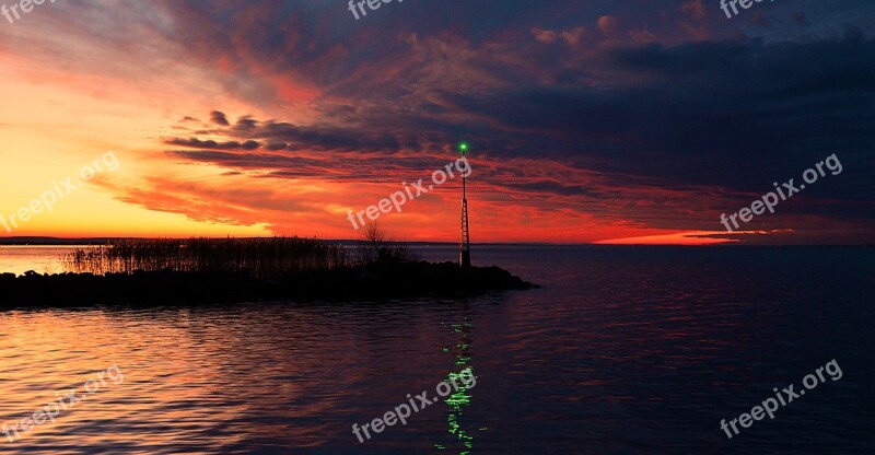 Lake Balaton Sunset Colors Lake Free Photos