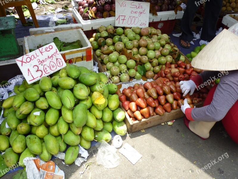 Street Fruit Vendor Fresh Fruits Asia Vietnam