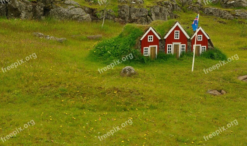 Grass Roofs Iceland Chalets Refuge Free Photos