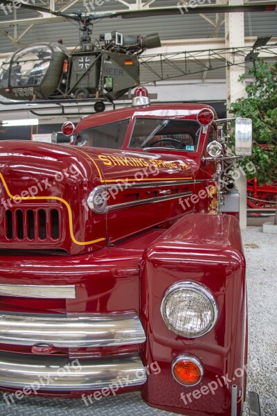 Fire Fire Truck Antique Retro Red