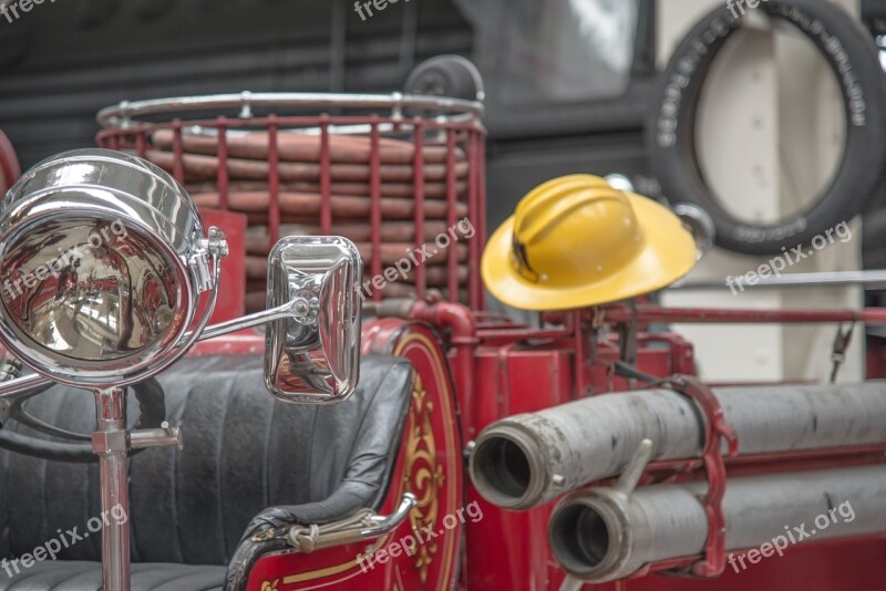 Fire Fire Truck Antique Retro Red