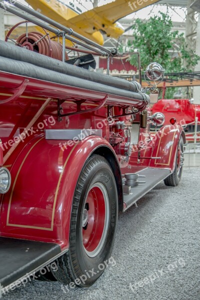 Fire Truck Fire Antique Retro Red