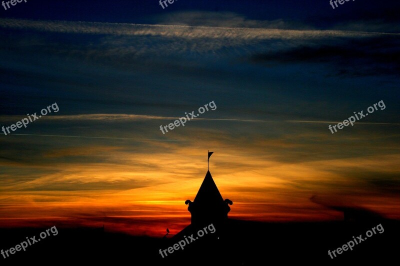 Sunset Castle In The Evening Sky Cloud