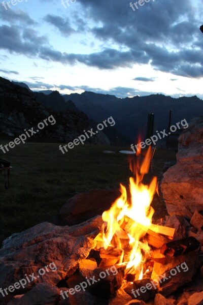 Campfire Fire Mountains Austria Free Photos