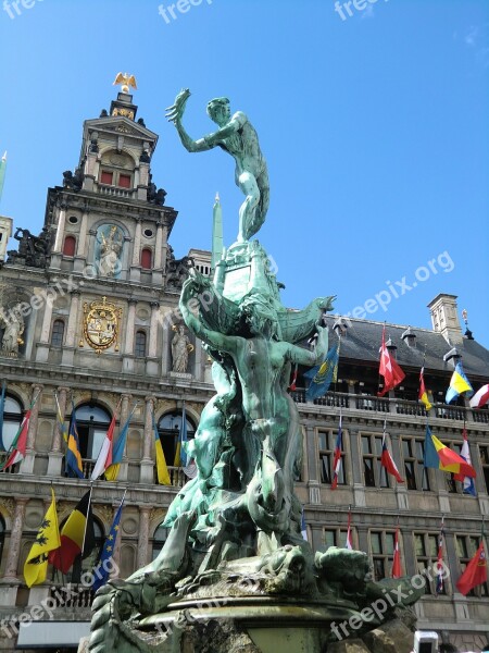 Antwerp Statue Brabo Hand Monument