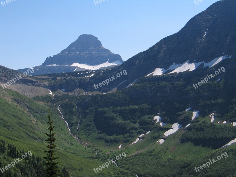 Glacier National Park Mountains Glacier Landscape Scenery