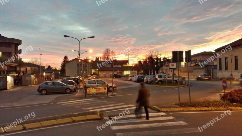 Lombardy Gavirate Sunset Burning Sky Free Photos