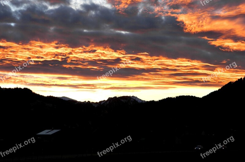 Sunset Mountains Allgäu Abendstimmung Sky