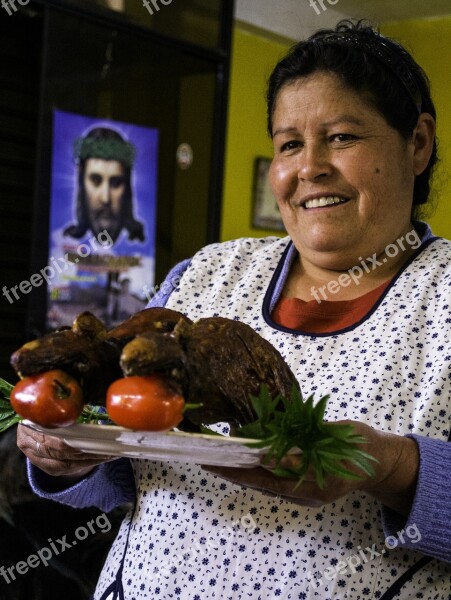 Woman Lunch Guinea Pigs Peru Meal