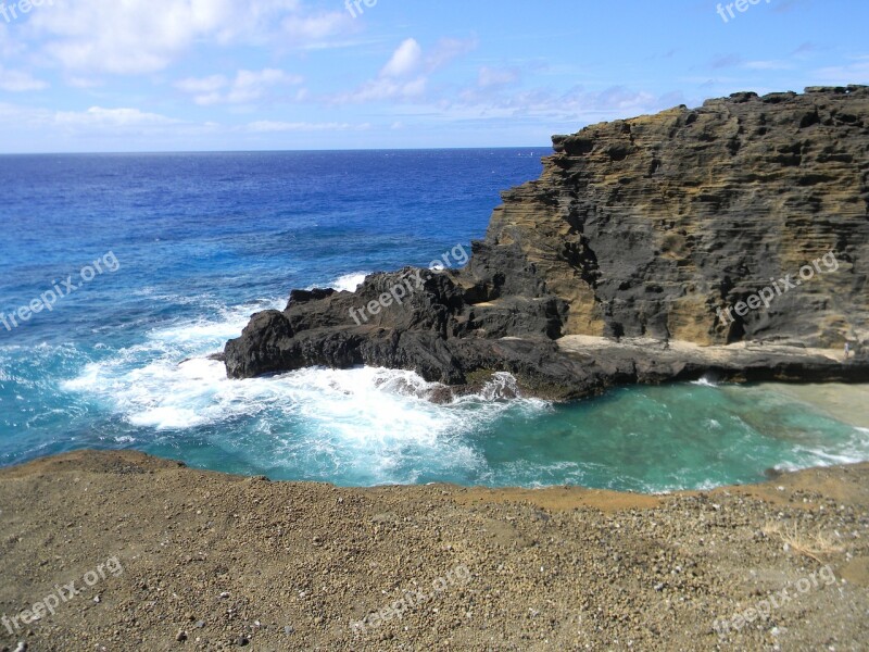 Hawaii Beach Volcanic Ocean Sea