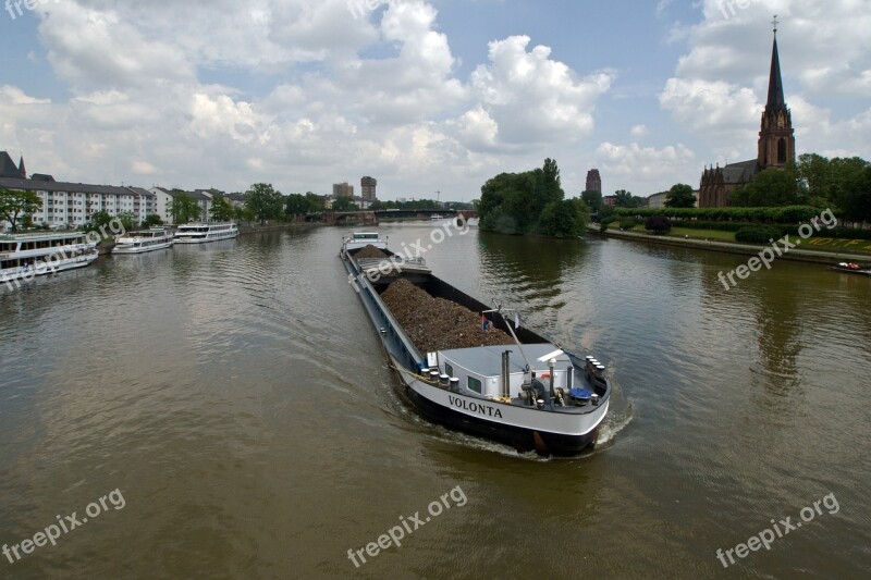 Frankfurt Main Ship Clouds Summer