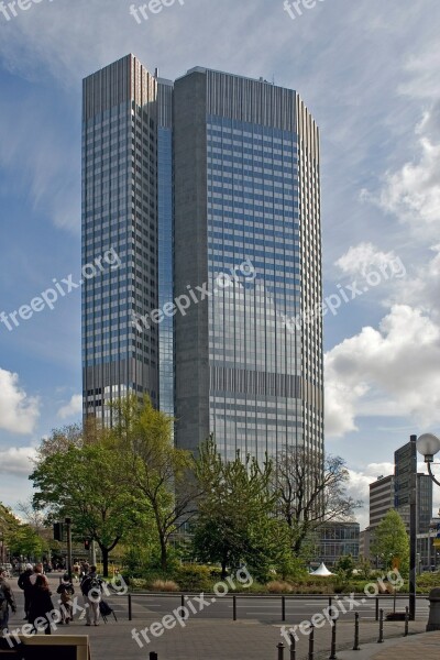 Frankfurt Skyscraper White Clouds Modern High Rise Building Financial District