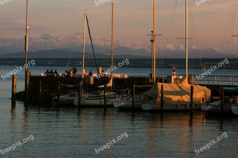 Lake Constance Sunset Abendstimmung Light Boat