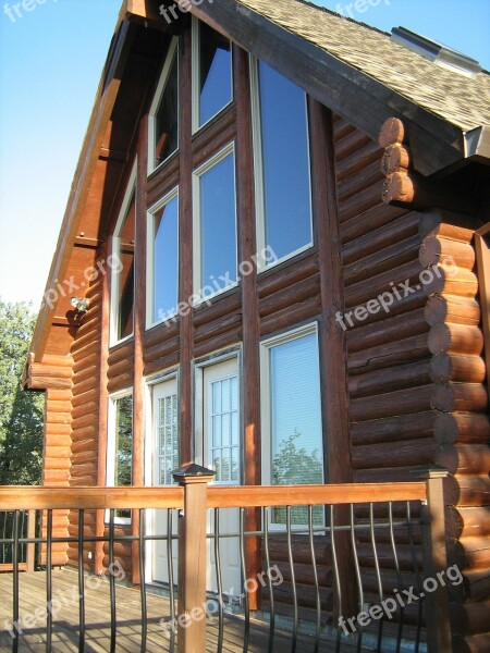 Log Cabin Windows House Rural