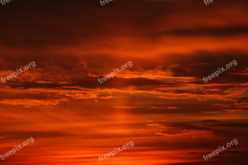 Sunset Sun Sky Cloud Red