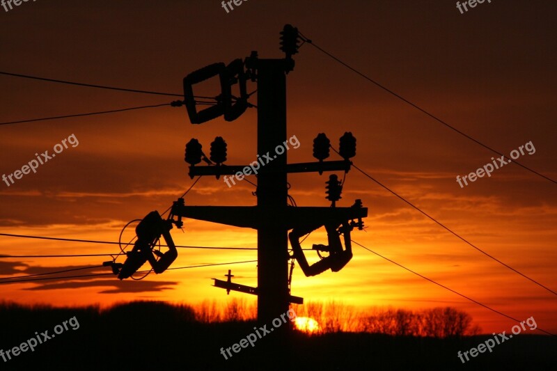 Pole Sunset Sun Sky Cloud