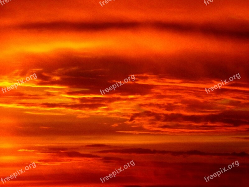 Sunset Sun Sky Cloud Red