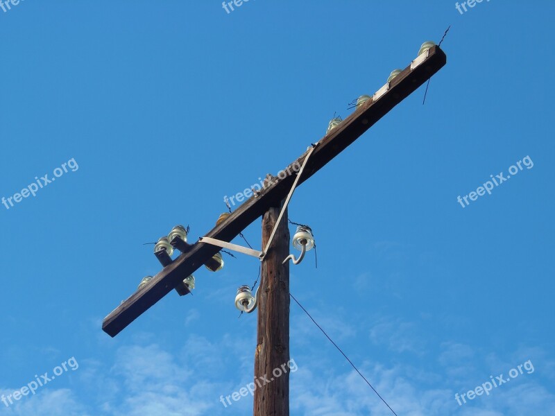 High Voltage Line Sky Blue Light Pole Light Line