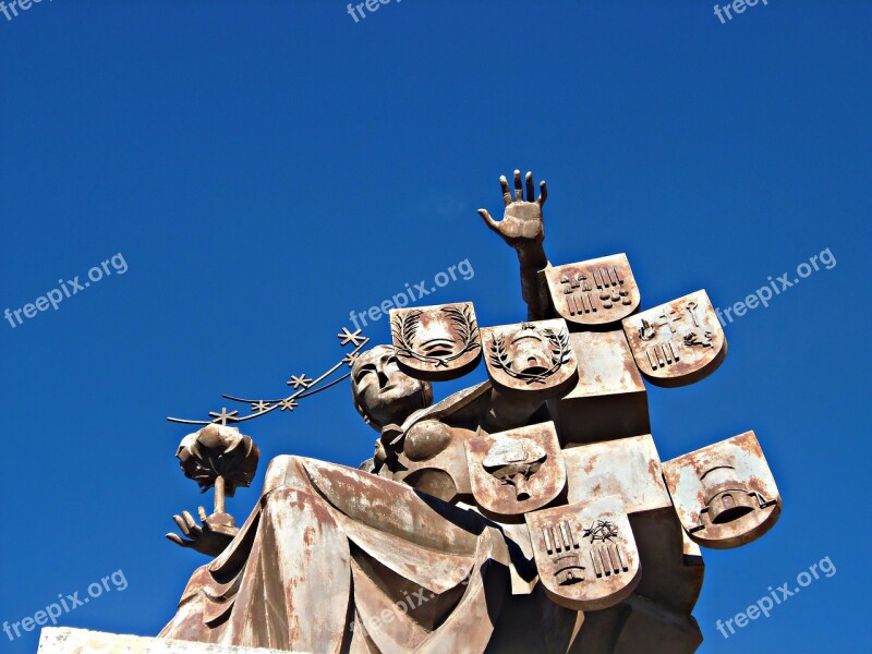 Statue Wrought Iron Women Shields Sky