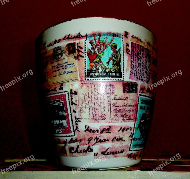 Flower Pot Stamp Pot Retro Plant