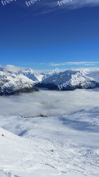 Ski Area Mountains Fog Landscape Valley