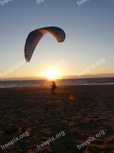 Sunset Paraglider Beach Abendstimmung Mood