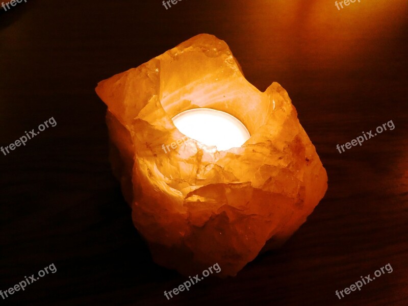 Salt Lamp Tealight Burn Romantic Atmospheric