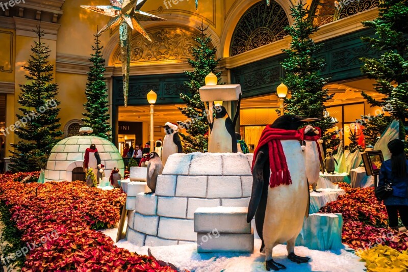 Bellagio Hotel Christmas Las Vegas Penguin Decorations Conservatory