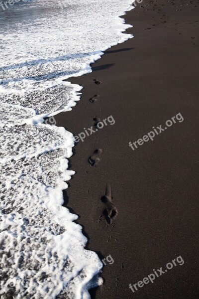 Beach Traces Sand Black Barefoot