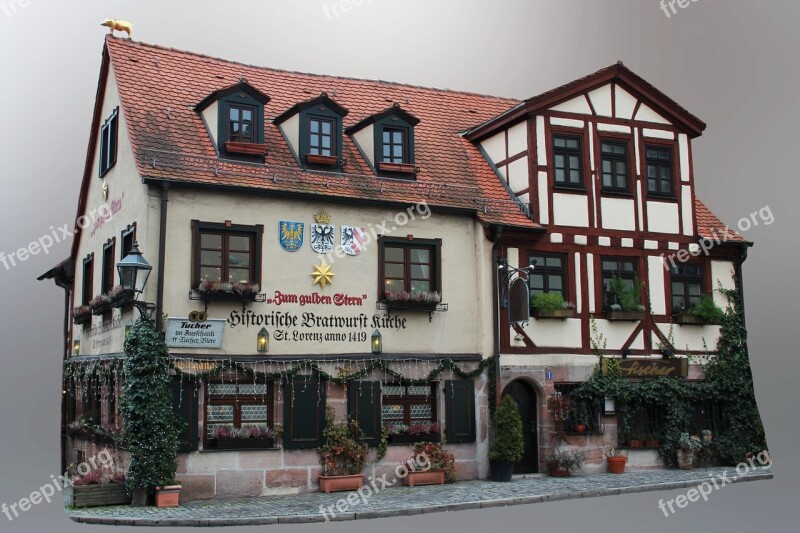 Nuremberg Historic Center Middle Ages Fachwerkhaus Sausage Kitchen