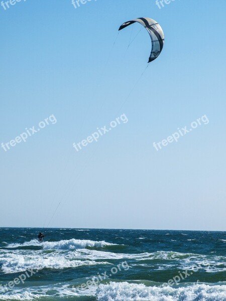 Kitesurfer Wave Sea Sport Action