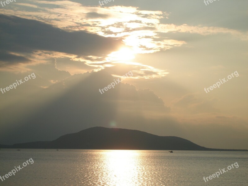 Golden Sea Evening Island Greece Free Photos