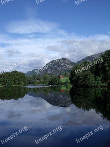 Landscape Norway Lake Reflection Sky Water