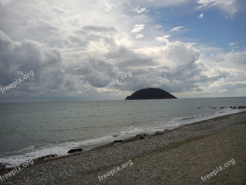 Island Gallinara Sea Clouds Beach