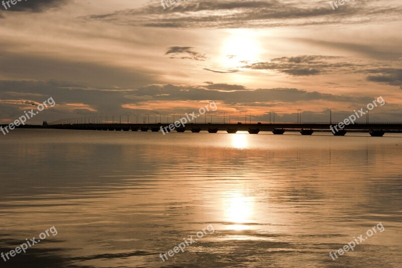 ölandsbro Bro Sunset Evening Water